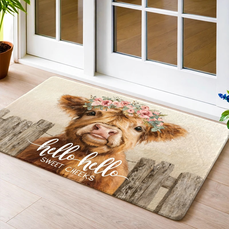 Highland Home Textiles - Коврик для пола с изображением коровы