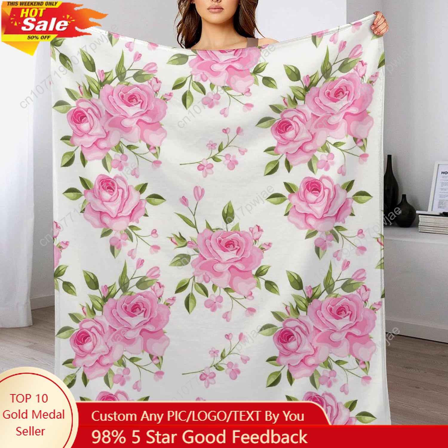 Одеяло с розовым цветком, цвет – обзор и цена Home Textiles Throw